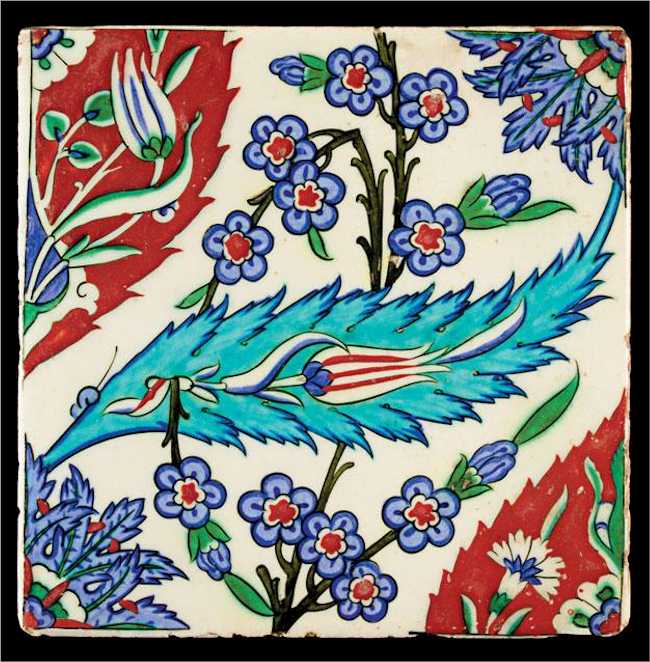 Iznik Tile: An Eyup Mosque Iznik Polychrome Tile C 1580 Lot 169