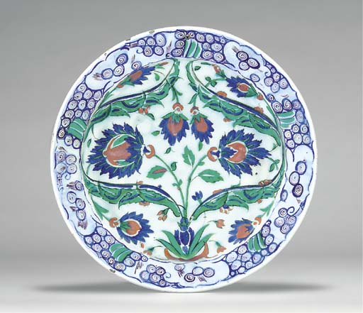 Iznik Tile: Iznik Pottery Dish C 1580 Lot 105 Apr 06