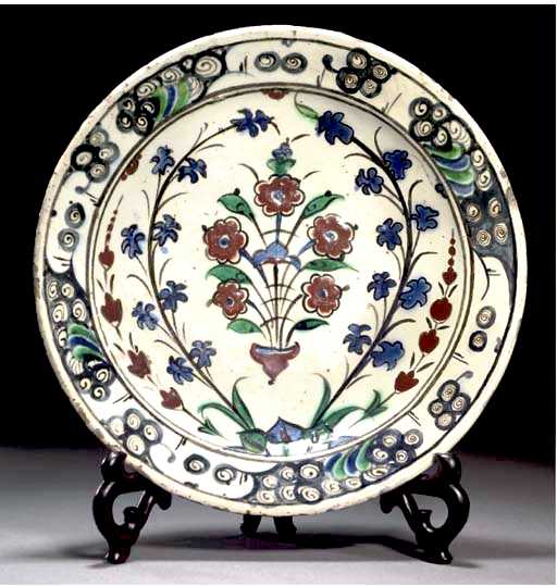 Iznik Tile: Iznik Pottery Dish Ottoman Turkey C 1620 Lot 330 Apr 06