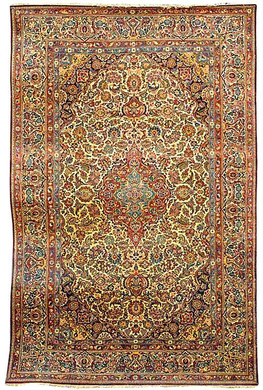 Kashan Rugs: A Fine Part Silk Kashan Carpet Lot 45